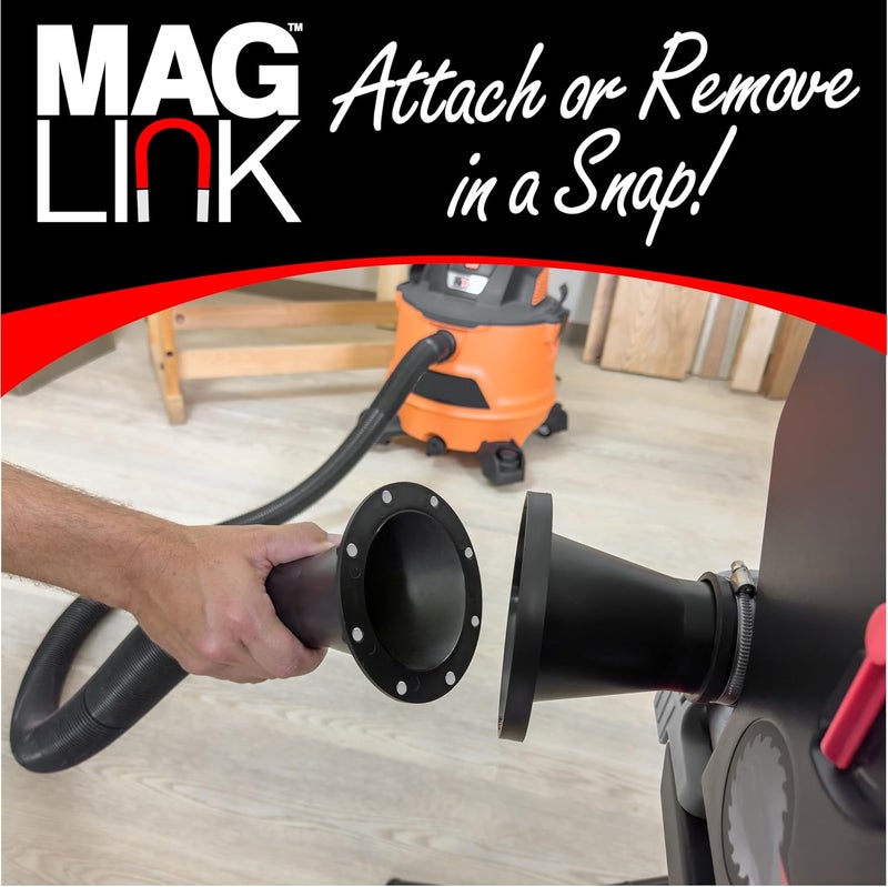 Fulton Woodworking Tools 4" to 2.5" MagLink Magnetic Dust Collection Starter Kit, Quick Connect Shop Vaccuum, Mag Dust Collection Fittings for Vac Hose & Shop Vacuums, Fast Connect to Machine Port - Image 3